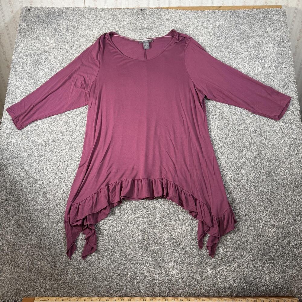 Kate & Mallory Tunic Top 2X Plus Sharkbite Hem Boho Lagenlook Minimalist Artsy